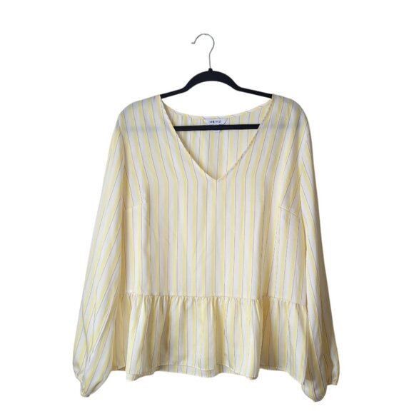 Nine West Yellow Striped Boho Blouse - Picture 1 of 6